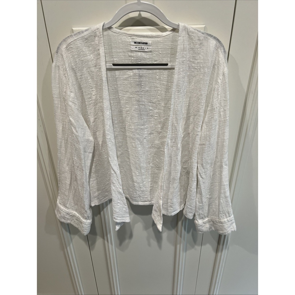 One X One Teaspoon White Cotton Cardigan Semi Sheer Gauze Beach Coastal Resort